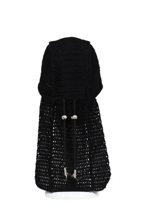 TC DESTROYED CROCHET TAIL HAT / BLK