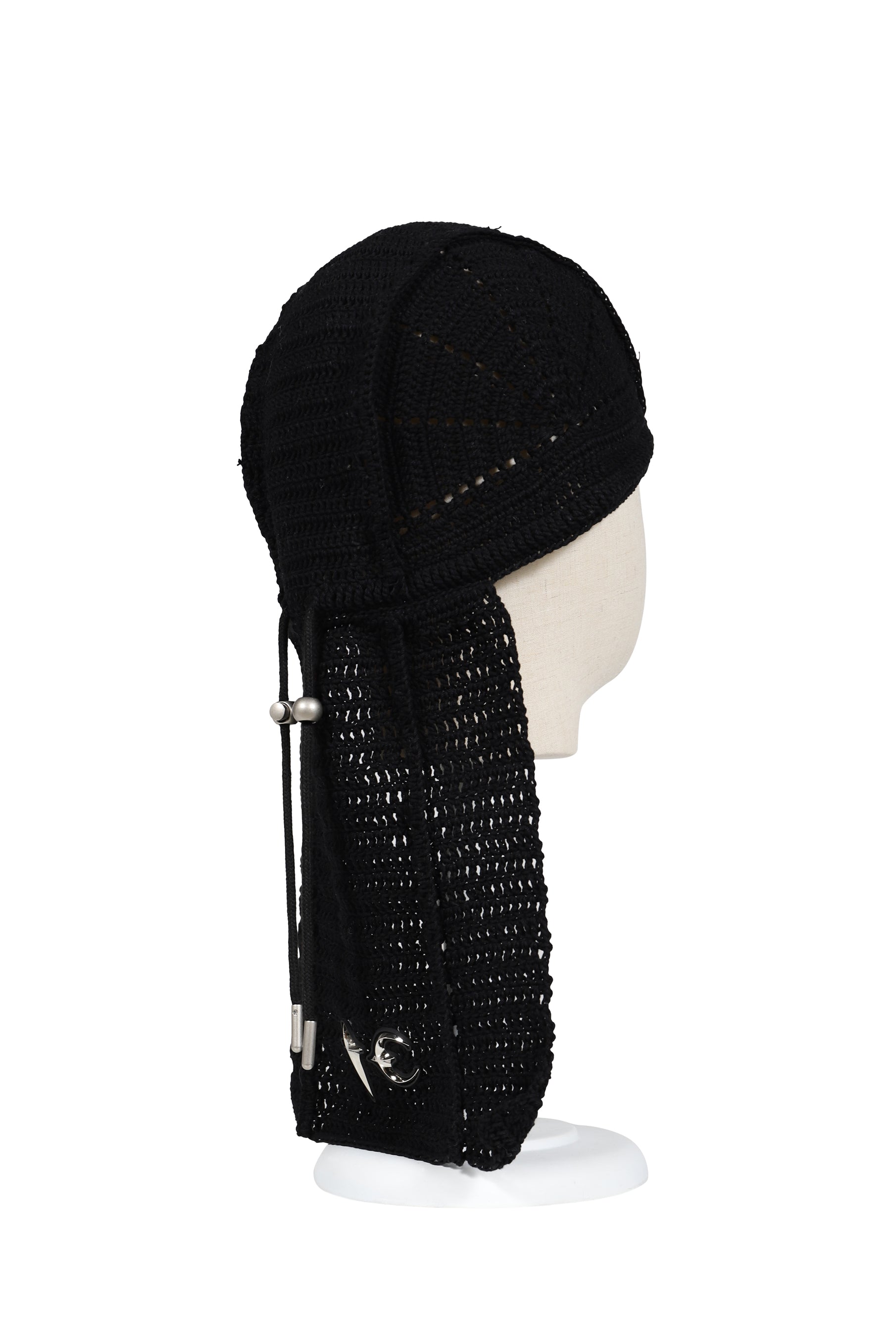 TC DESTROYED CROCHET TAIL HAT / BLK