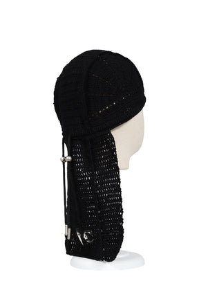 TC DESTROYED CROCHET TAIL HAT / BLK