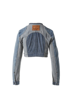 DENIM CROPPED JACKET / GRY