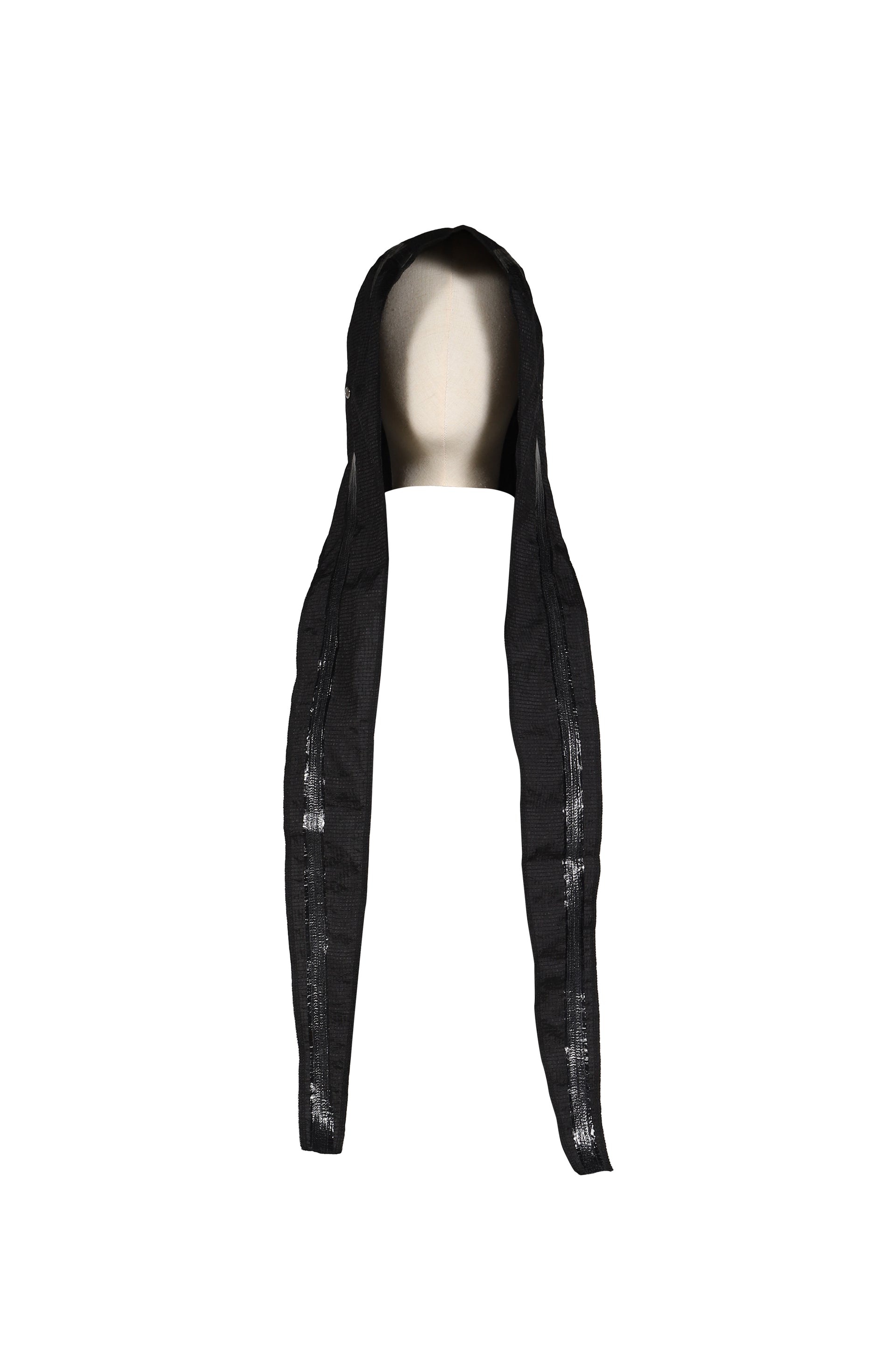SEAM SEALED TAPED LINE HOODED SCARF / BLK
