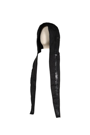 SEAM SEALED TAPED LINE HOODED SCARF / BLK