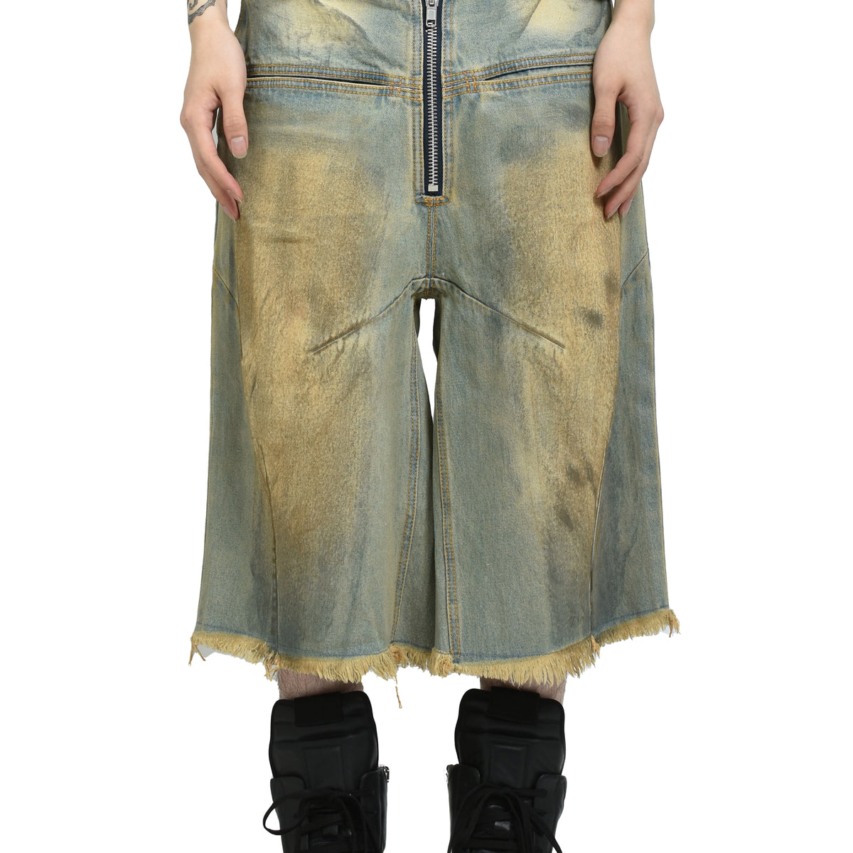 FILTH　FRONT ZIP BAGGY DENIM SHORTS ショーツ FILTH フィルス SS25 FRONT ZIP BAGGY DENIM SHORTS / BLK - NUBIAN