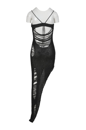 LADDERED KNIT BANDEAU DRESS / TEAL