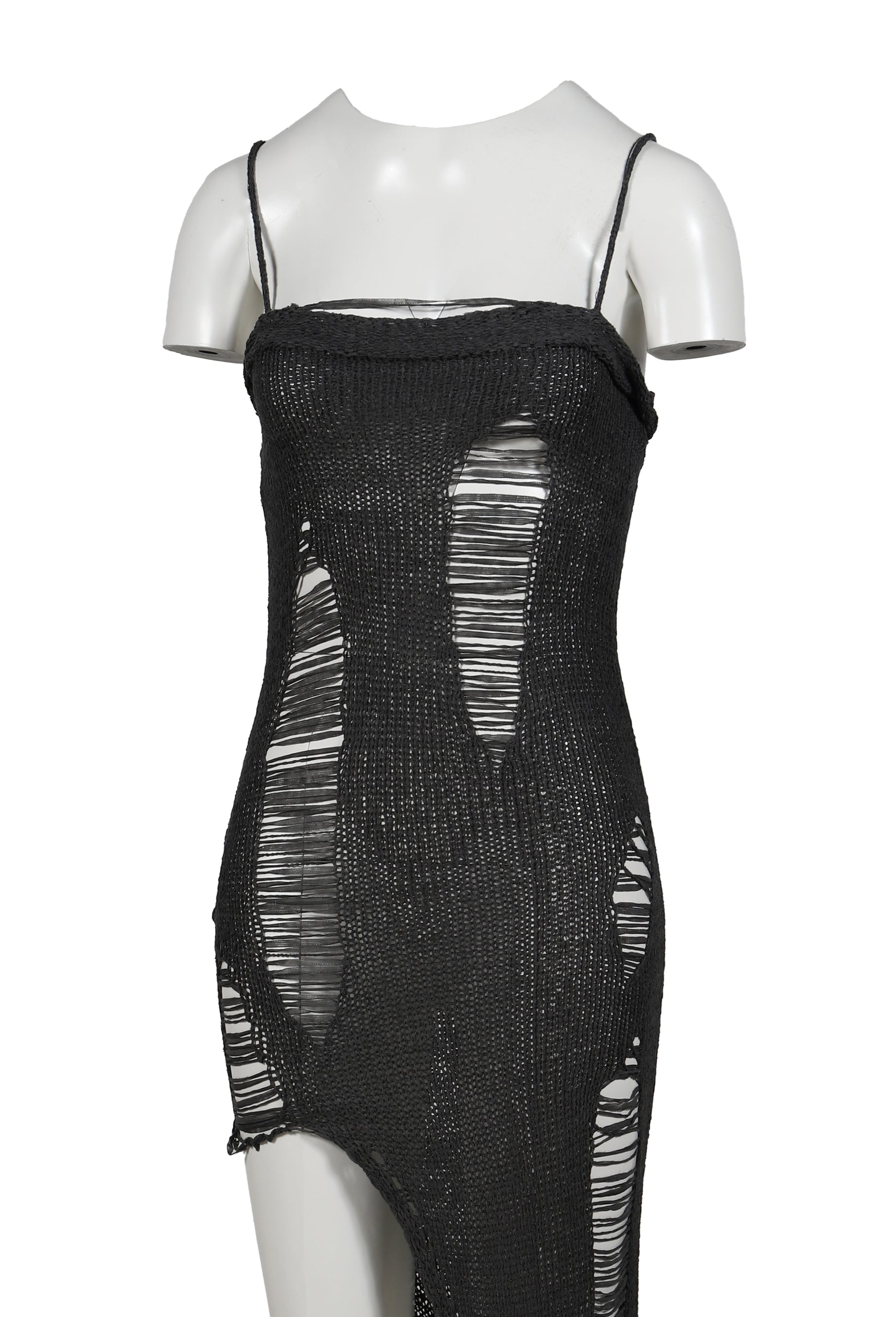 LADDERED KNIT BANDEAU DRESS / TEAL