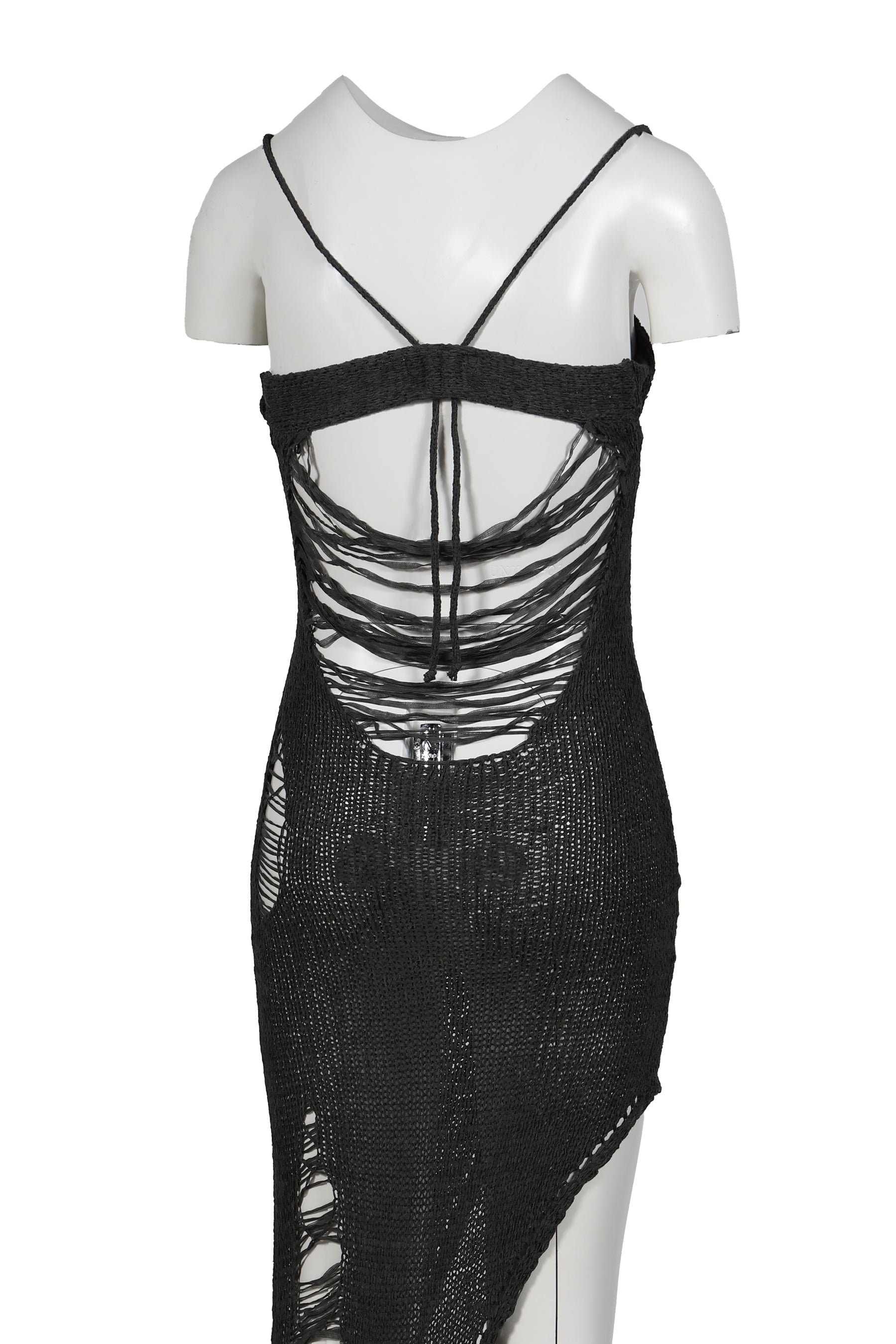 LADDERED KNIT BANDEAU DRESS / TEAL