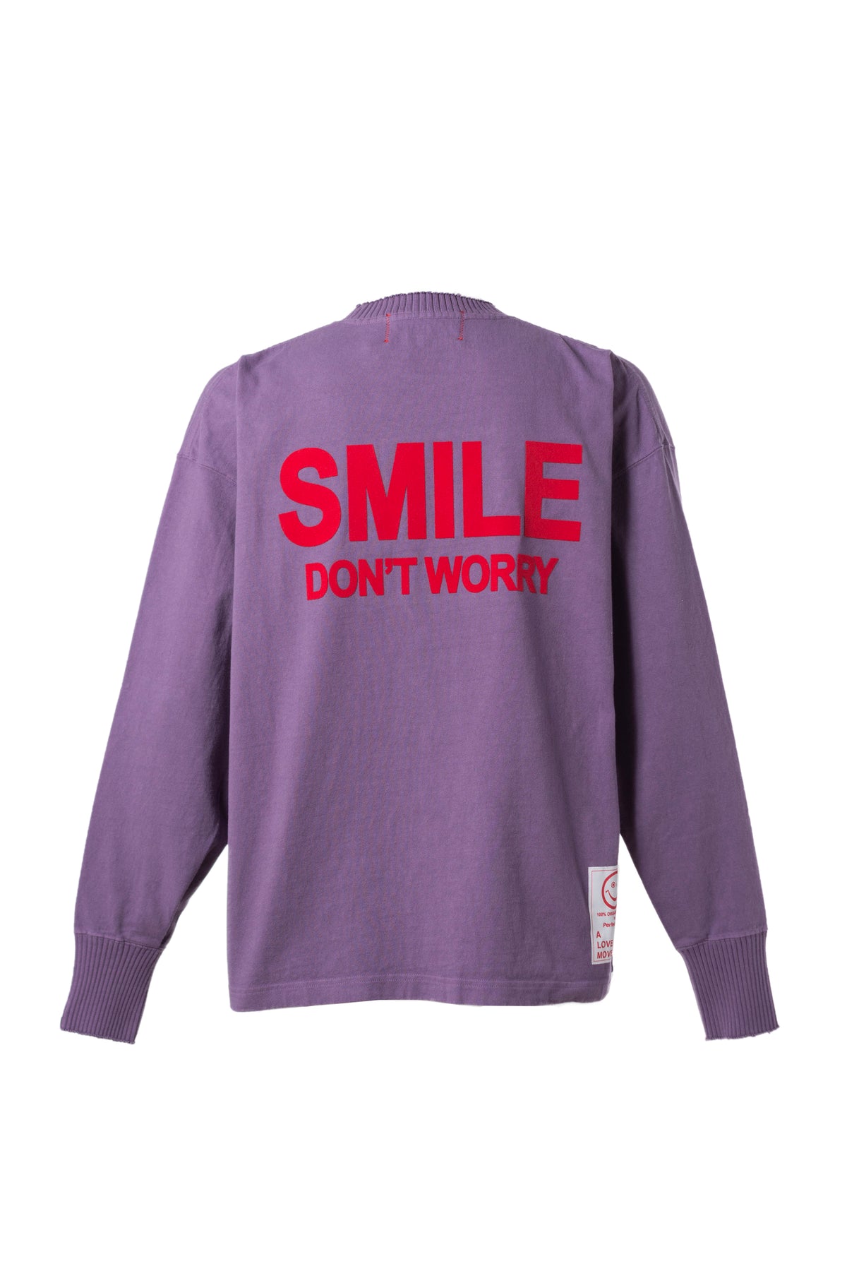 Perfect ribs BASIC LONG SLEEVE T-SHIRTS "SMILE DON'T WORRY" / PUR