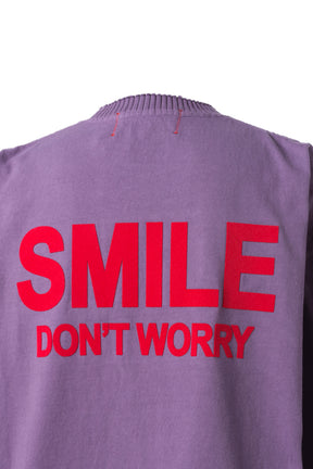 Perfect ribs BASIC LONG SLEEVE T-SHIRTS "SMILE DON'T WORRY" / PUR