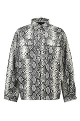 NEW RICH FAUX LEATHER SHIRT / GRY PYTHON