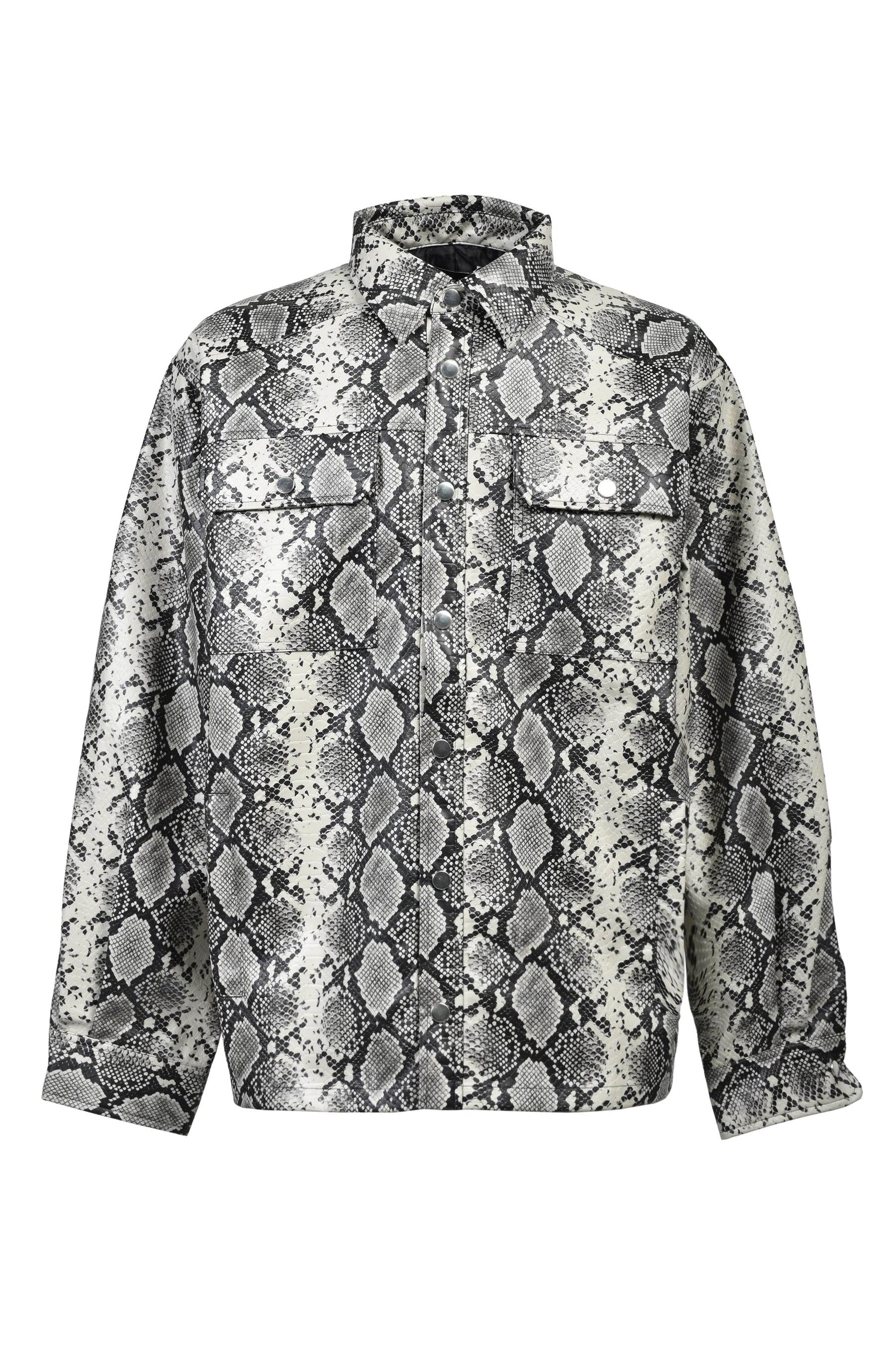 NEW RICH FAUX LEATHER SHIRT / GRY PYTHON