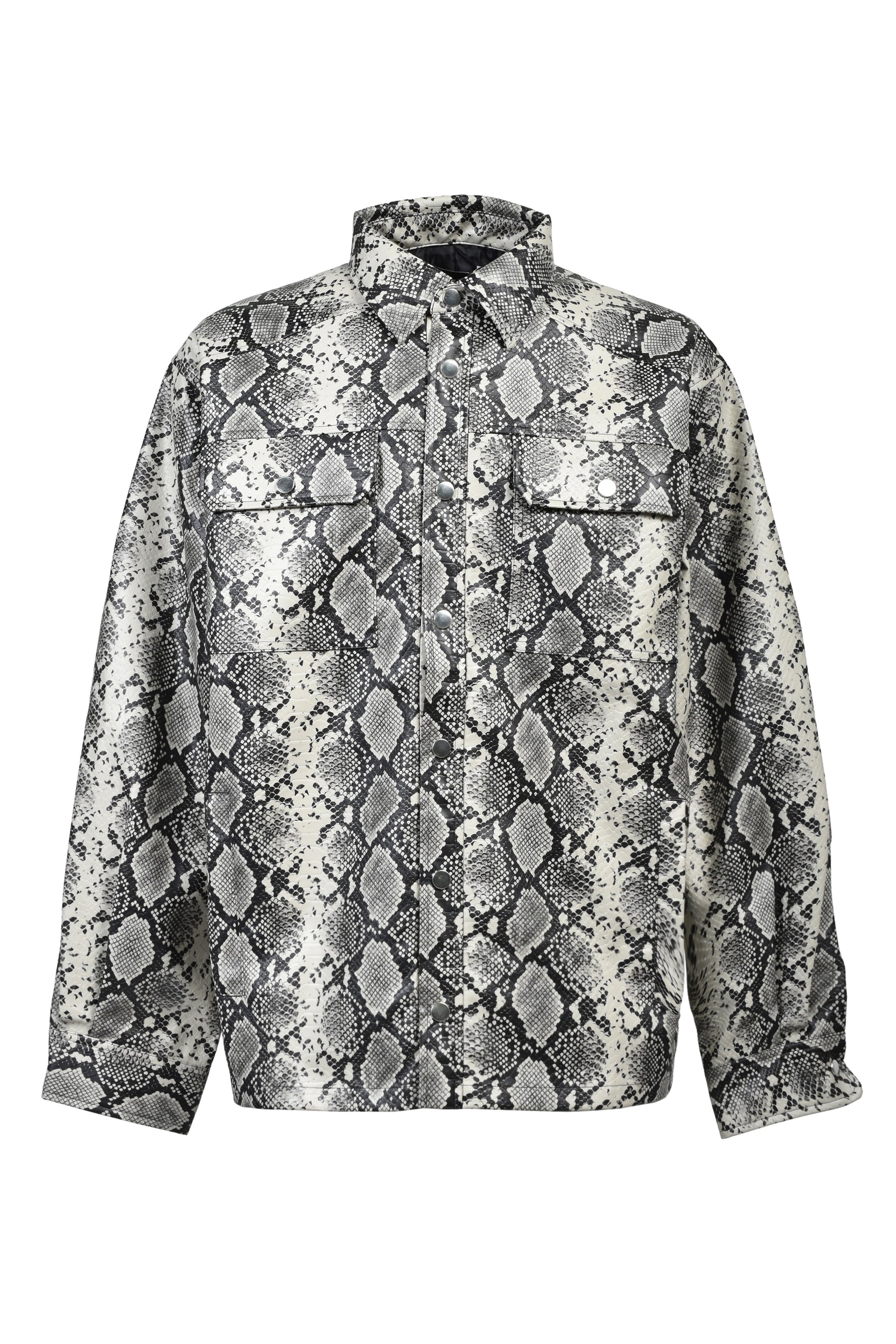NEW RICH FAUX LEATHER SHIRT / GRY PYTHON