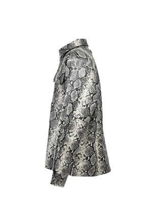 NEW RICH FAUX LEATHER SHIRT / GRY PYTHON