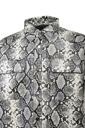 NEW RICH FAUX LEATHER SHIRT / GRY PYTHON
