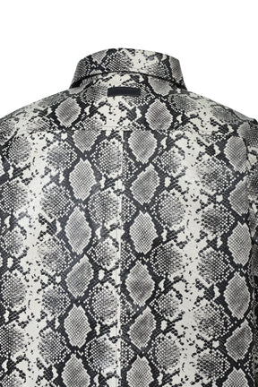 NEW RICH FAUX LEATHER SHIRT / GRY PYTHON
