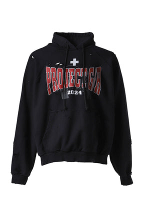 TWO FACED WASHED HOODIE / WASHED BLK