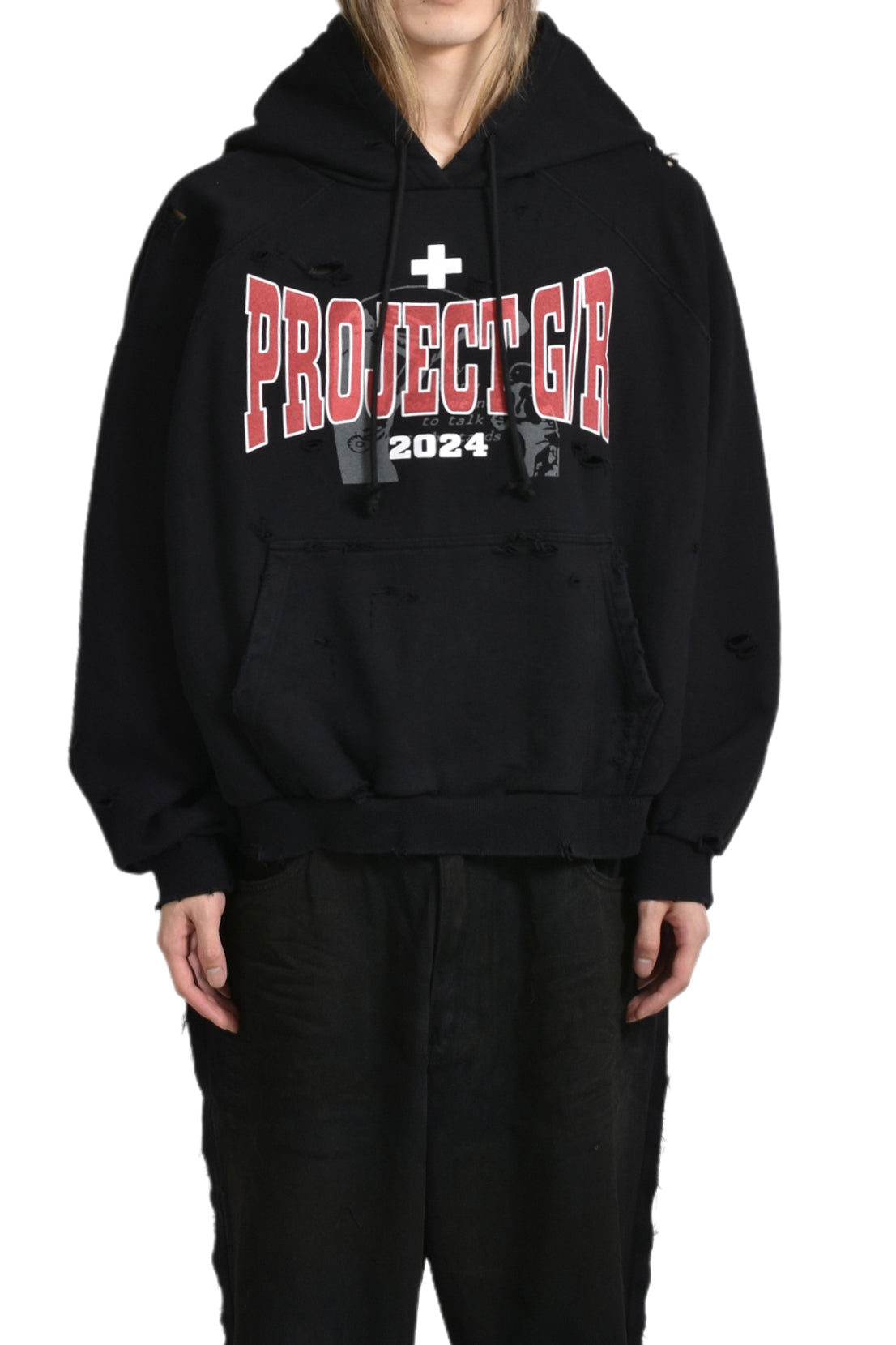 TWO FACED WASHED HOODIE / WASHED BLK