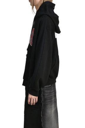 TWO FACED WASHED HOODIE / WASHED BLK