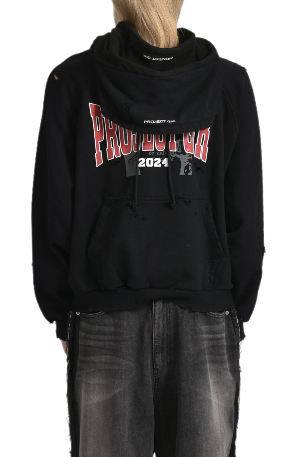 TWO FACED WASHED HOODIE / WASHED BLK