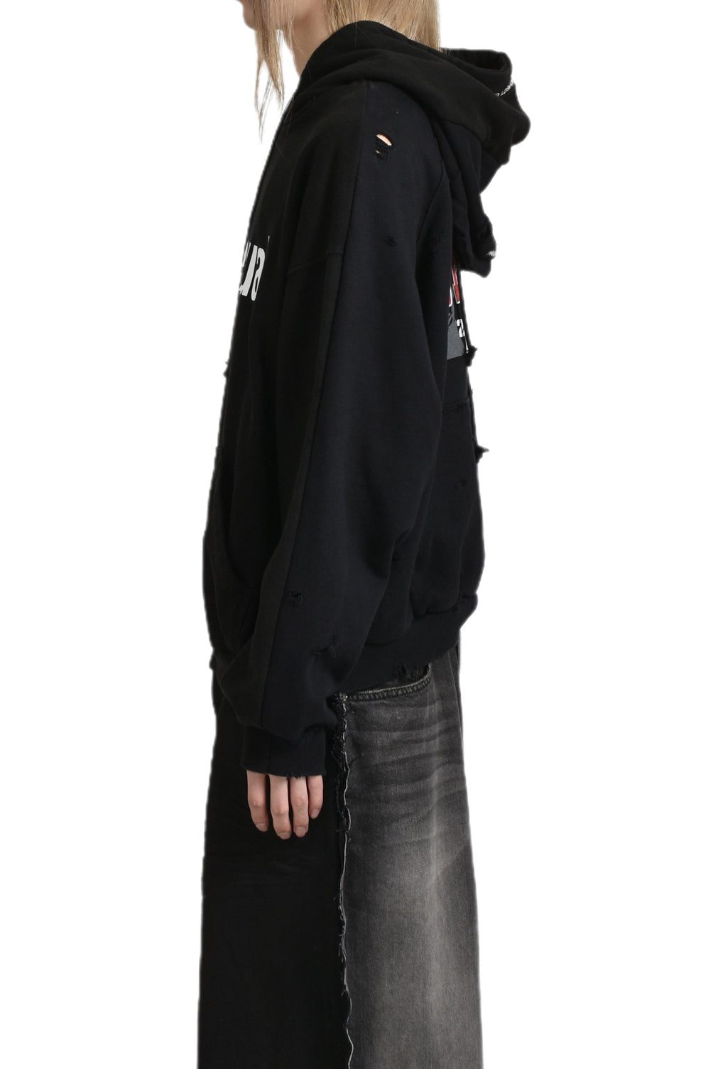 TWO FACED WASHED HOODIE / WASHED BLK