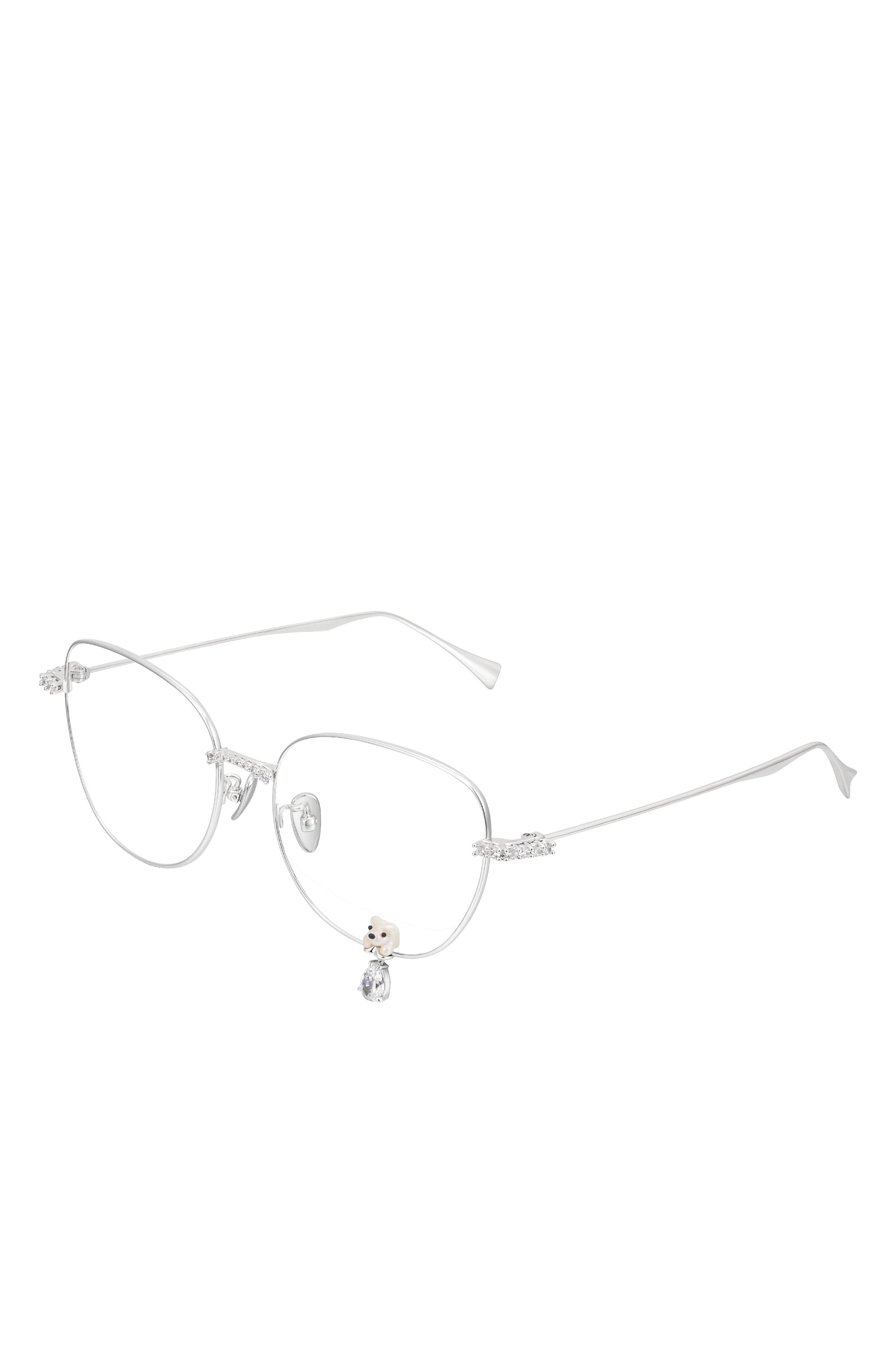 FLOCKED BEAR DECORATIVE GEMSTONE PENDANT GLASSES / SIL