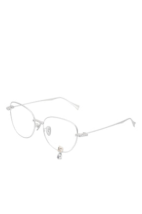 FLOCKED BEAR DECORATIVE GEMSTONE PENDANT GLASSES / SIL
