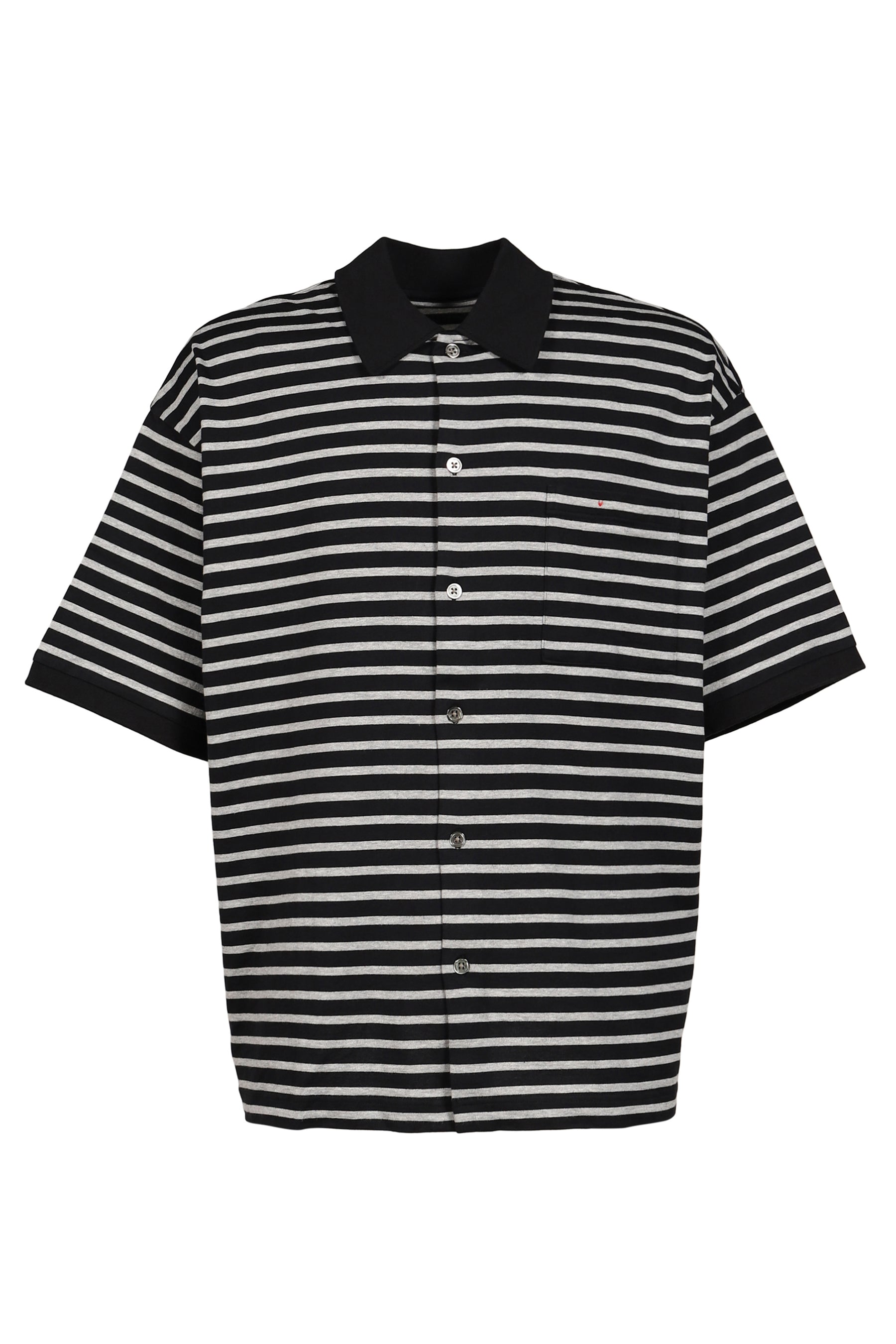 H/W BEATNIK BORDER OPEN POLO SHIRT / BLK