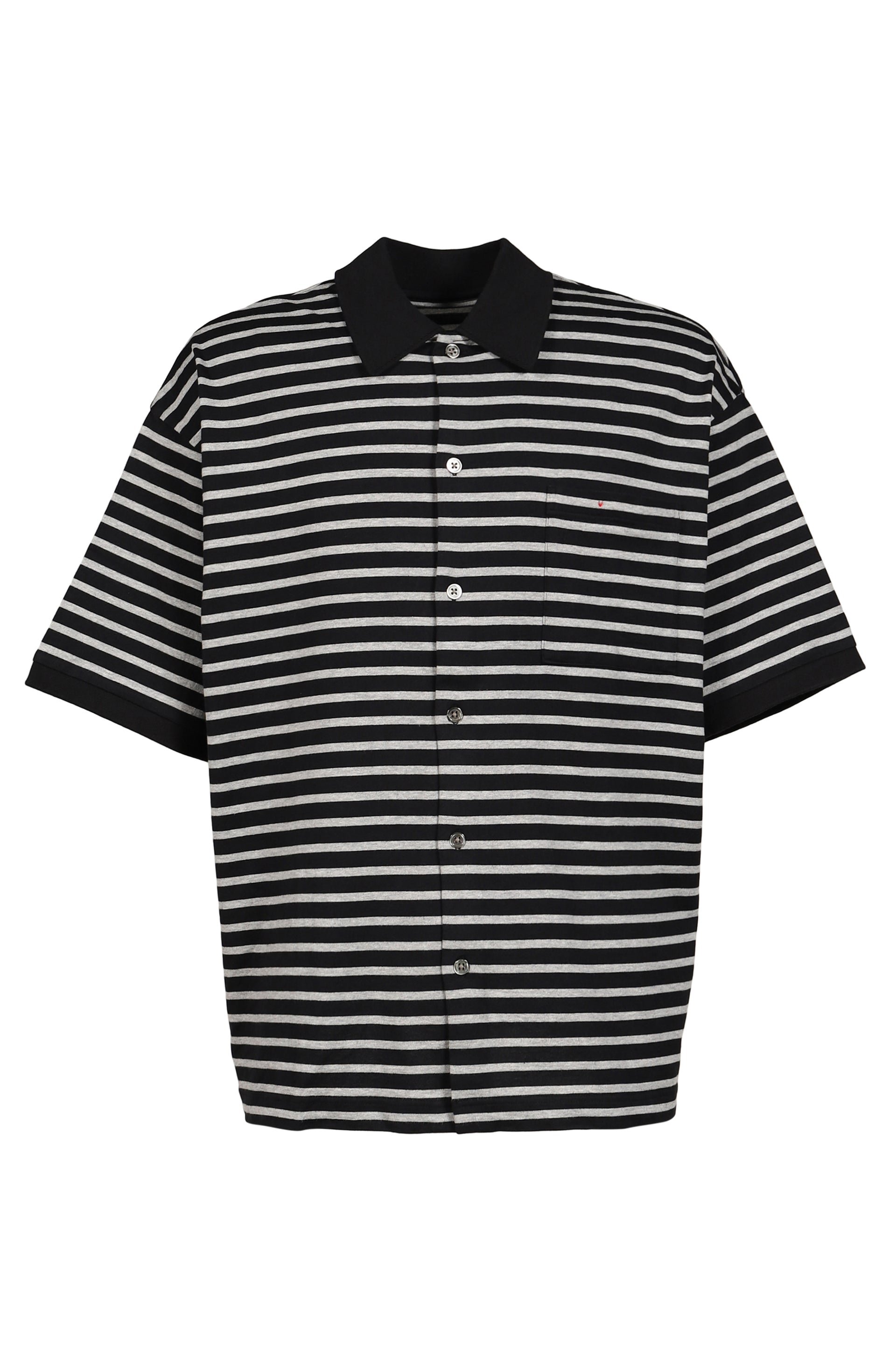 H/W BEATNIK BORDER OPEN POLO SHIRT / BLK