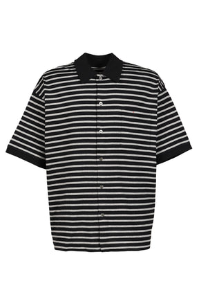 H/W BEATNIK BORDER OPEN POLO SHIRT / BLK