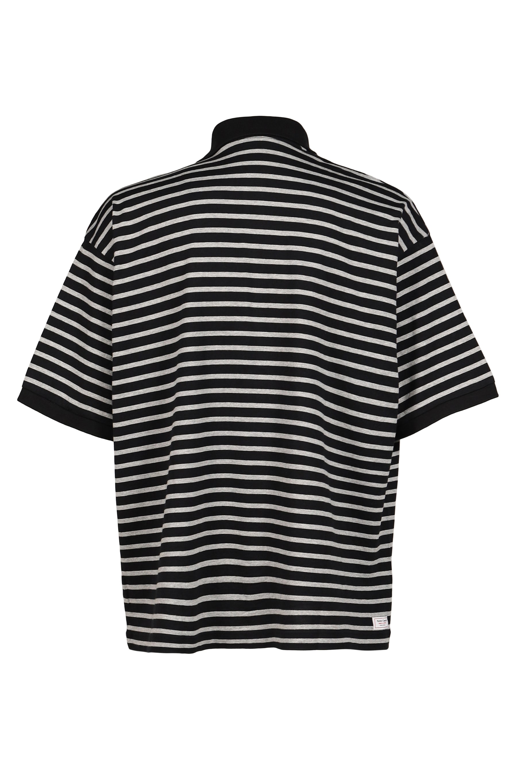H/W BEATNIK BORDER OPEN POLO SHIRT / BLK