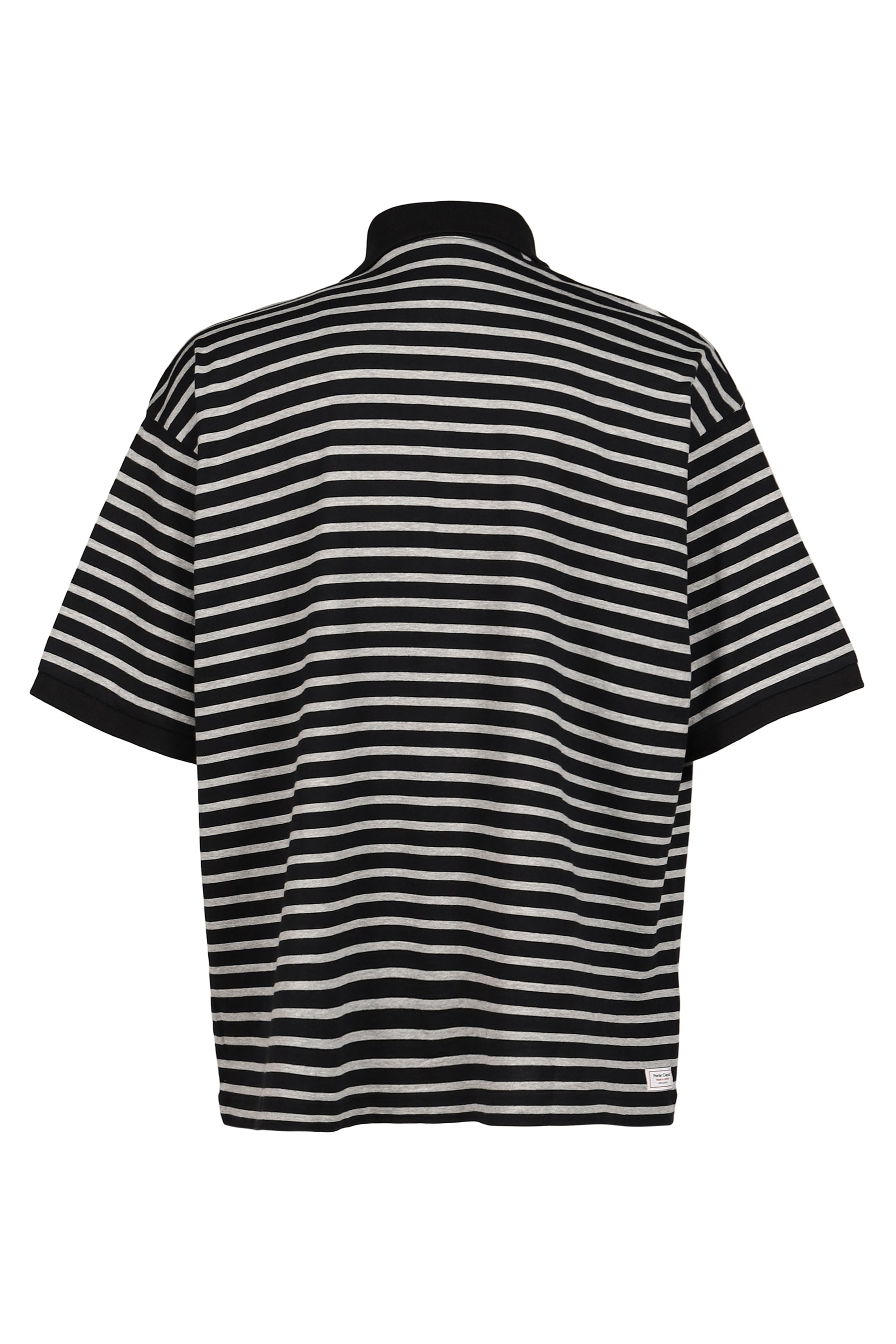 H/W BEATNIK BORDER OPEN POLO SHIRT / BLK