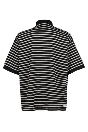 H/W BEATNIK BORDER OPEN POLO SHIRT / BLK