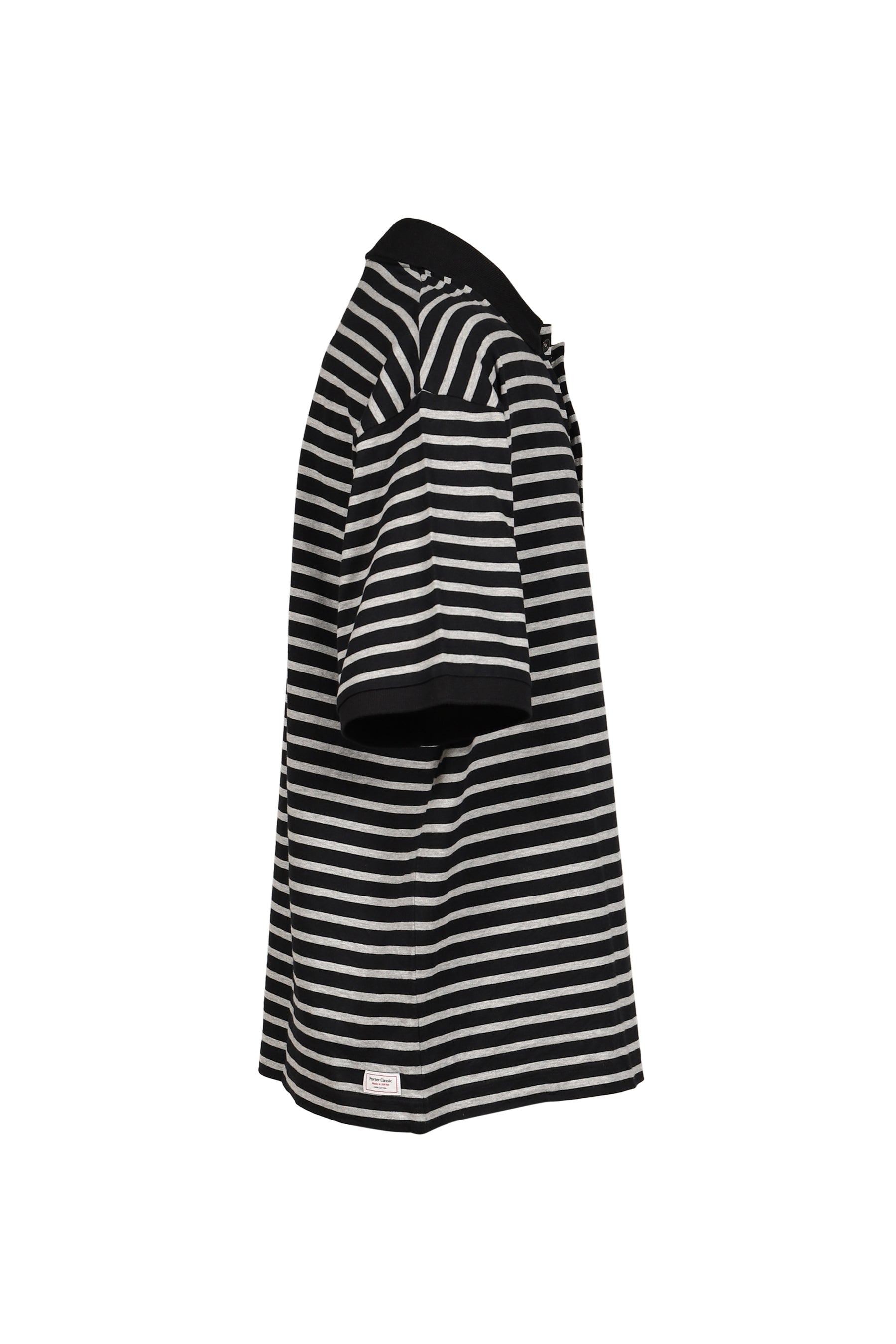 H/W BEATNIK BORDER OPEN POLO SHIRT / BLK