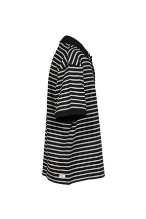 H/W BEATNIK BORDER OPEN POLO SHIRT / BLK