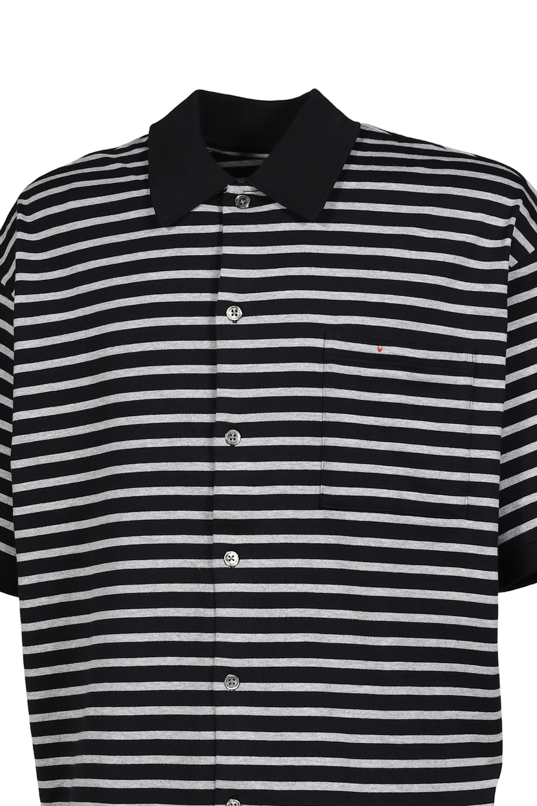 H/W BEATNIK BORDER OPEN POLO SHIRT / BLK