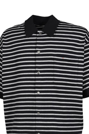 H/W BEATNIK BORDER OPEN POLO SHIRT / BLK