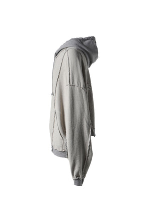 INSIDE OUT UNBALANCED ZIP HOODIE / MELANGE GRY