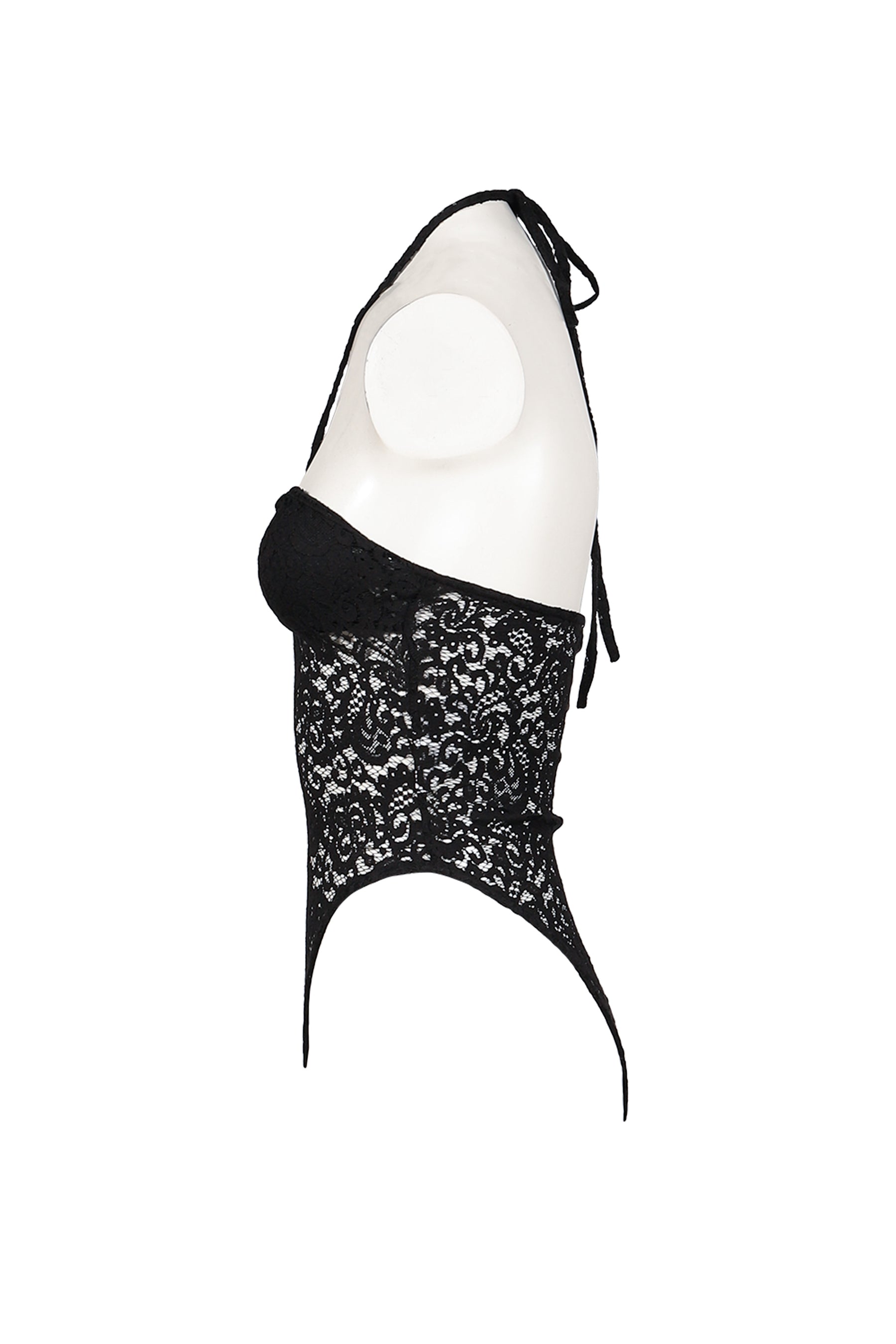 BLACK LACE HALTER NECK BODYSUIT / BLK