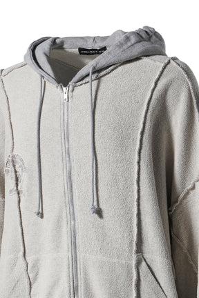 INSIDE OUT UNBALANCED ZIP HOODIE / MELANGE GRY