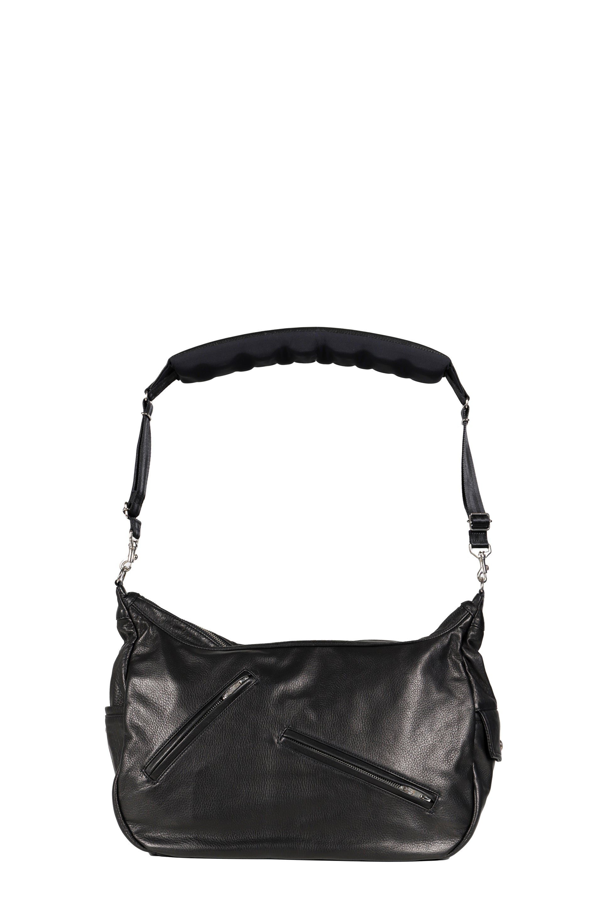 PC RIDERS LEATHER NEWTON SHOULDER BAG W / LOVE & PEACE SILVER / BLK