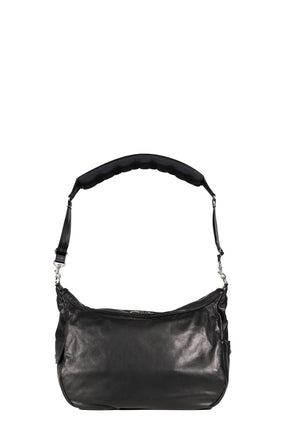 PC RIDERS LEATHER NEWTON SHOULDER BAG W / LOVE & PEACE SILVER / BLK
