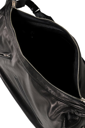 PC RIDERS LEATHER NEWTON SHOULDER BAG W / LOVE & PEACE SILVER / BLK