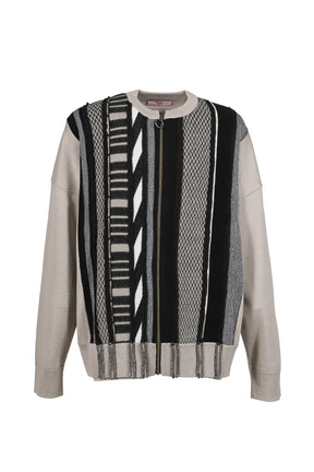 MULTI STRIPE ZIP UP CREW / BEI BLK 