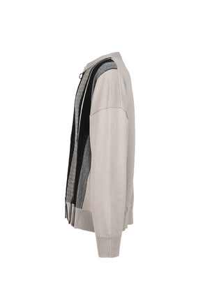 MULTI STRIPE ZIP UP CREW / BEI BLK 