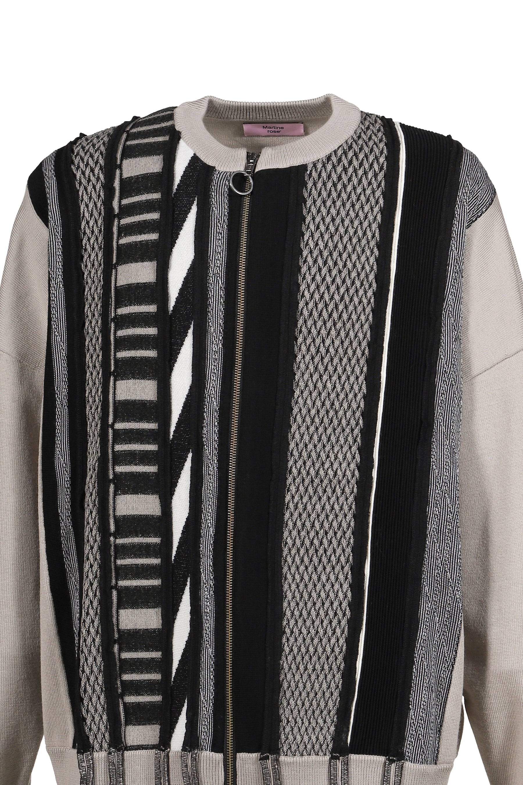 MULTI STRIPE ZIP UP CREW / BEI BLK 