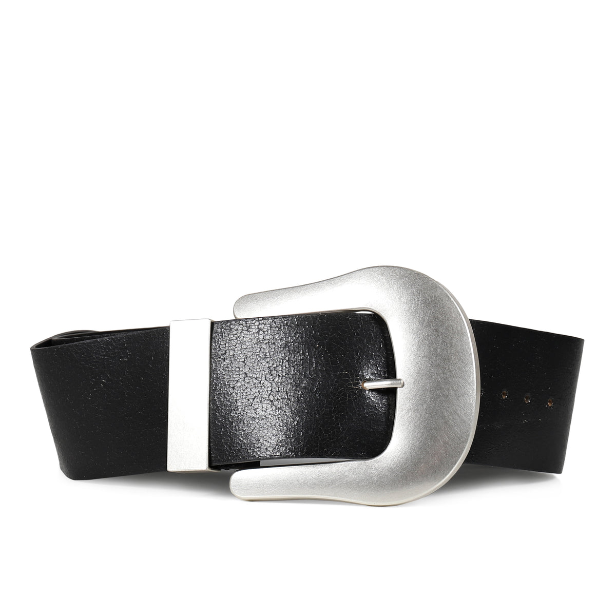 VAQUERA ヴァケラ FW25 OVERSIZED WESTERN BELT CRACKED LEATHER / BLK