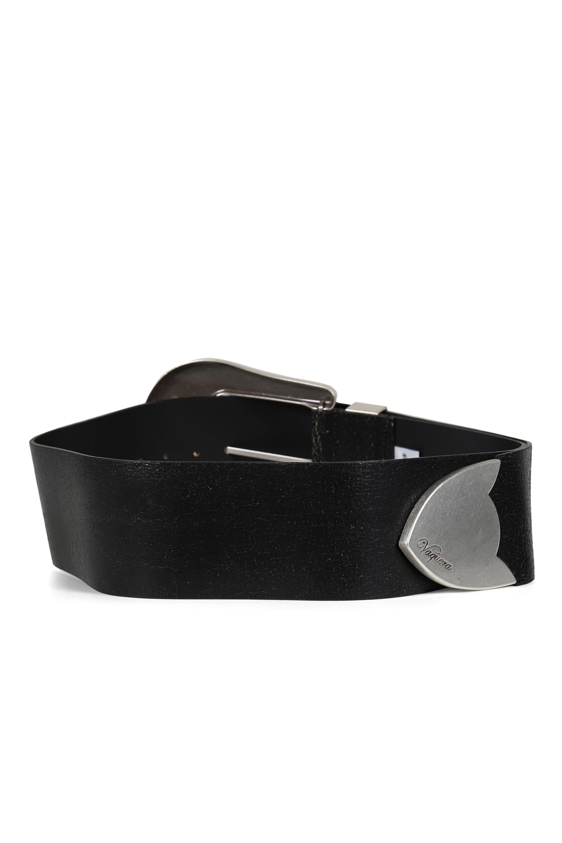 OVERSIZED WESTERN BELT CRACKED LEATHER / BLK 