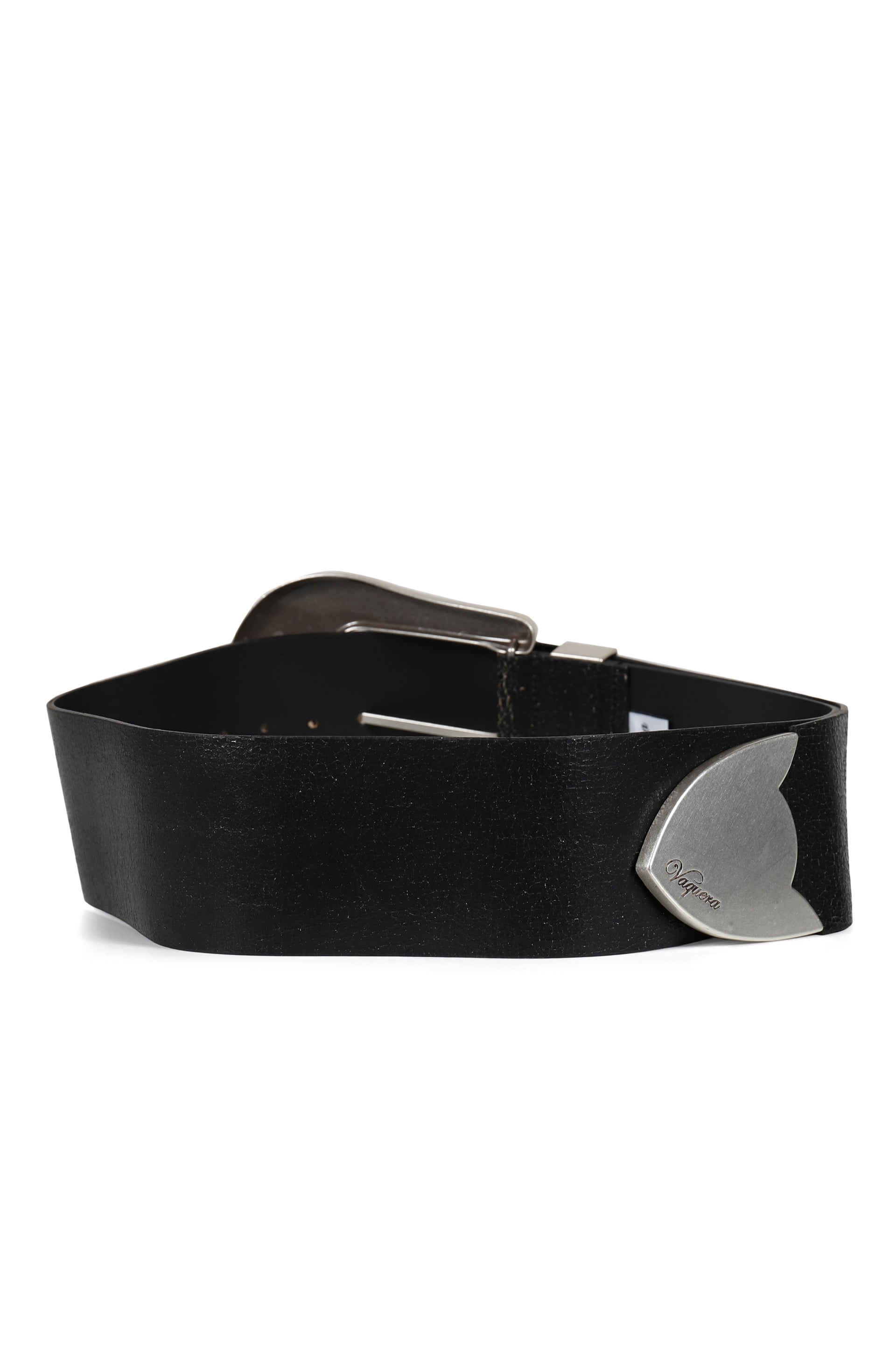 OVERSIZED WESTERN BELT CRACKED LEATHER / BLK