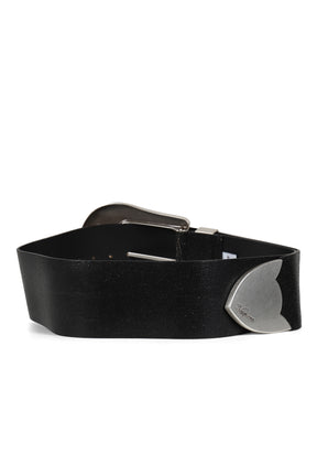 OVERSIZED WESTERN BELT CRACKED LEATHER / BLK 