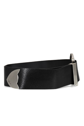 OVERSIZED WESTERN BELT CRACKED LEATHER / BLK 