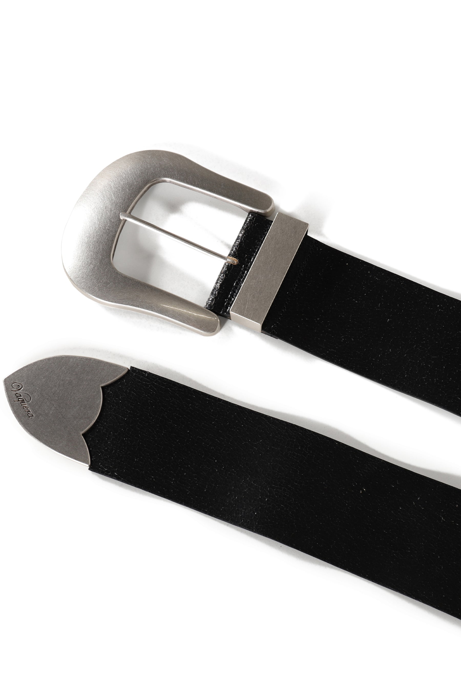 VAQUERA ヴァケラ FW25 OVERSIZED WESTERN BELT CRACKED LEATHER / BLK